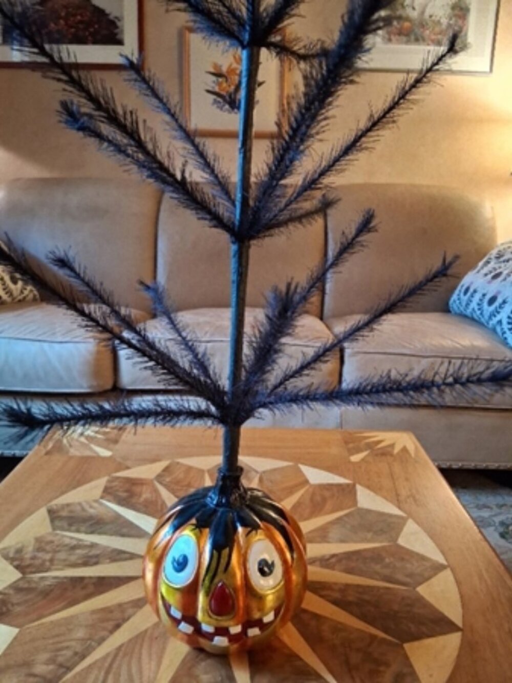 Christopher Radko Black Feather Halloween Tree Jack O' Lantern Pumpkin - Picture 12 of 12